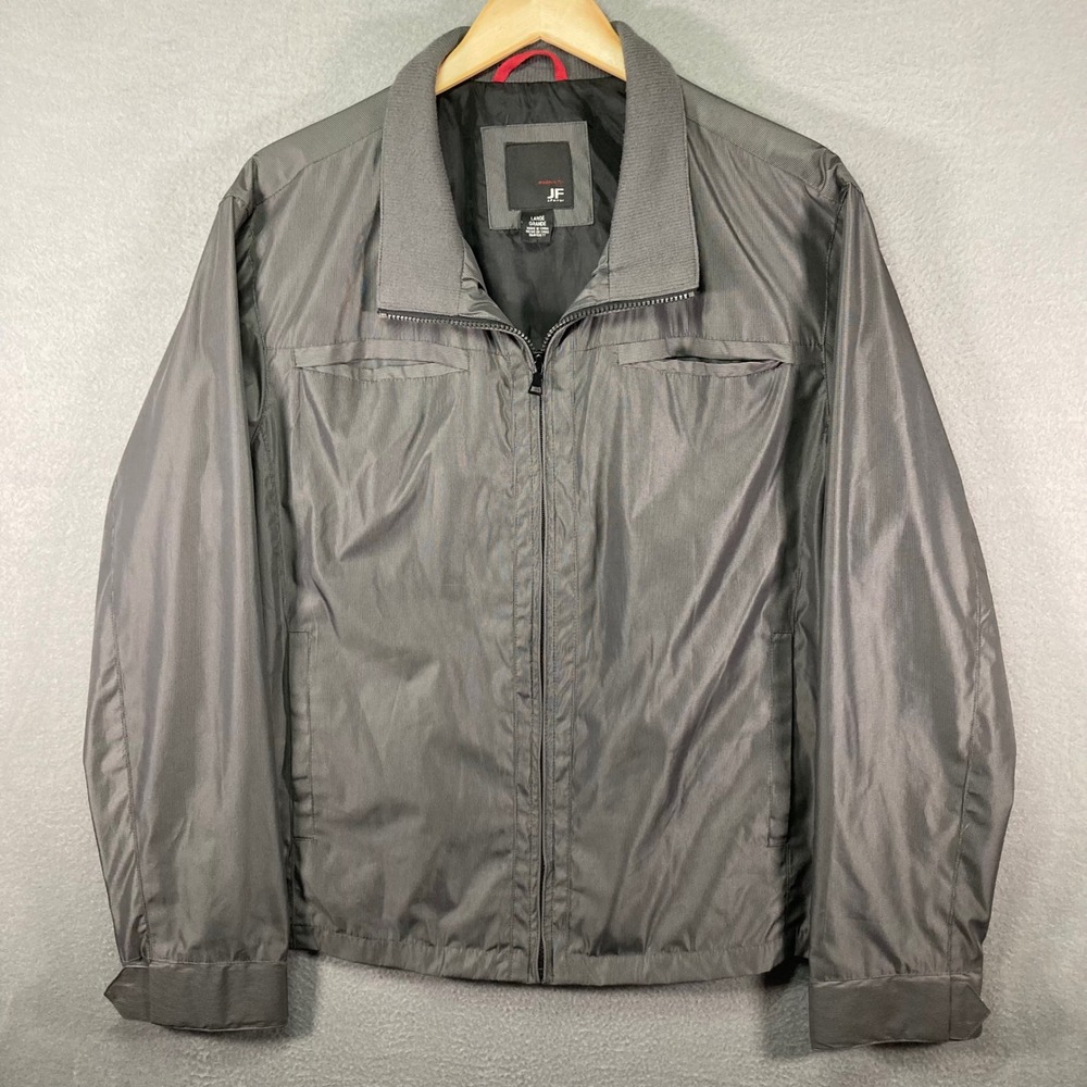 J Ferrar Jacket Mens Large Gray Lightweight Full Zip Casual Modern Fit
